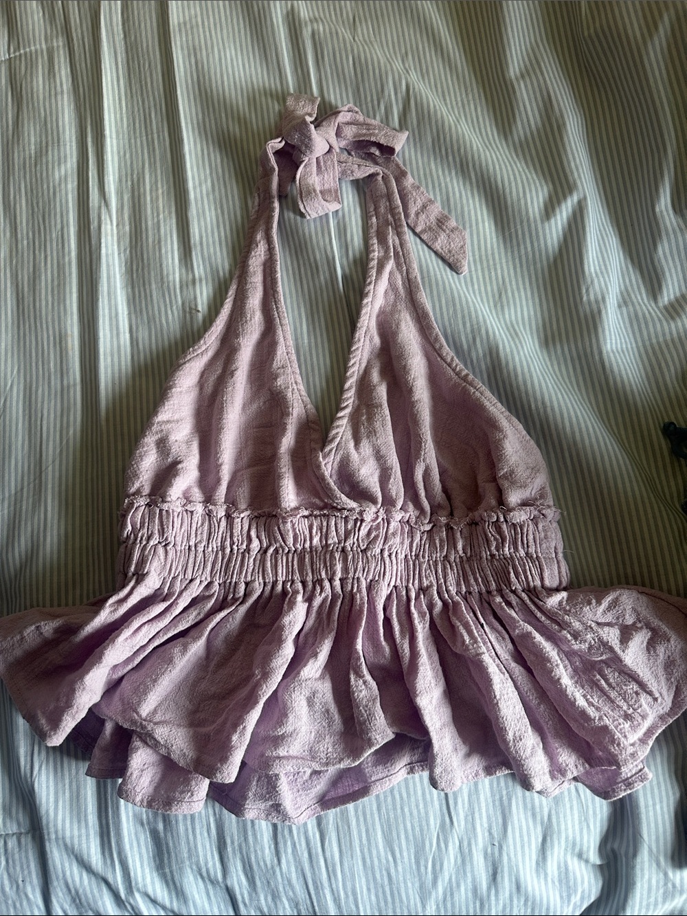 Ocean Drive Lavender Halter Peplum Tank Top